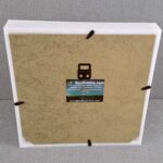 Back view of a white LED Box Frame, showcasing eco-friendly materials and a sleek, minimalistic design perfect for displaying art and photos with customizable lighting.