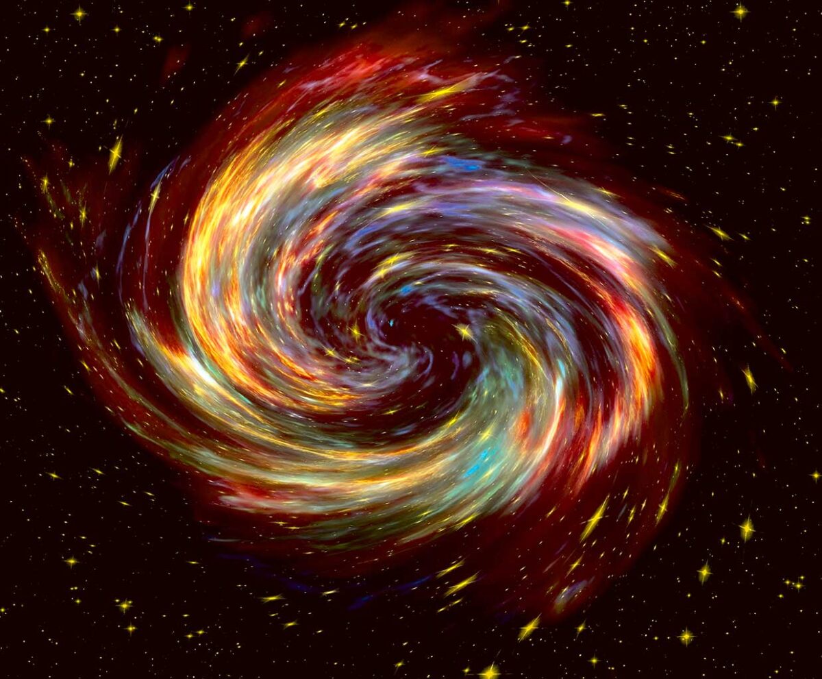 Stunning image of the Cassiopeia Galaxy with vibrant swirling colors, perfect for display in an LED Box Frame, bringing cosmic beauty to your space.