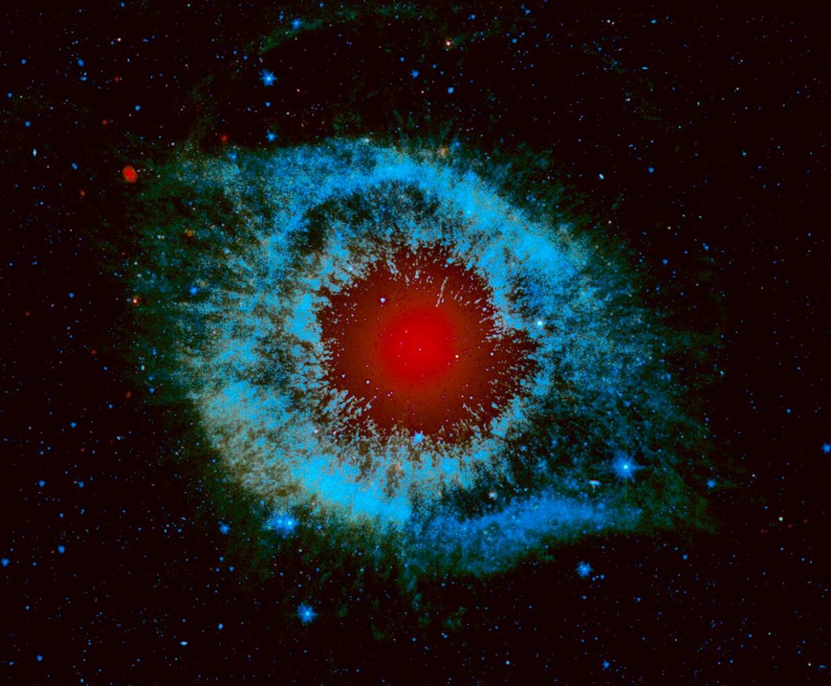 Helix Nebula, a captivating cosmic image, enhanced with vibrant LED Box Frame lighting for an immersive celestial display.