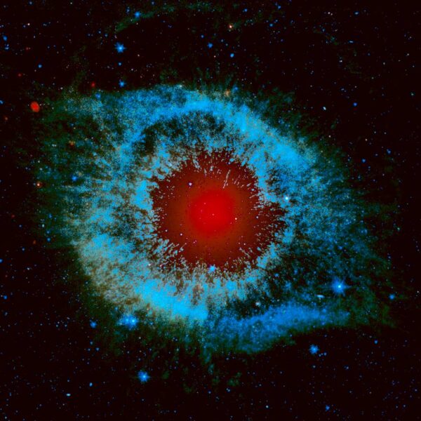 Helix Nebula, a captivating cosmic image, enhanced with vibrant LED Box Frame lighting for an immersive celestial display.