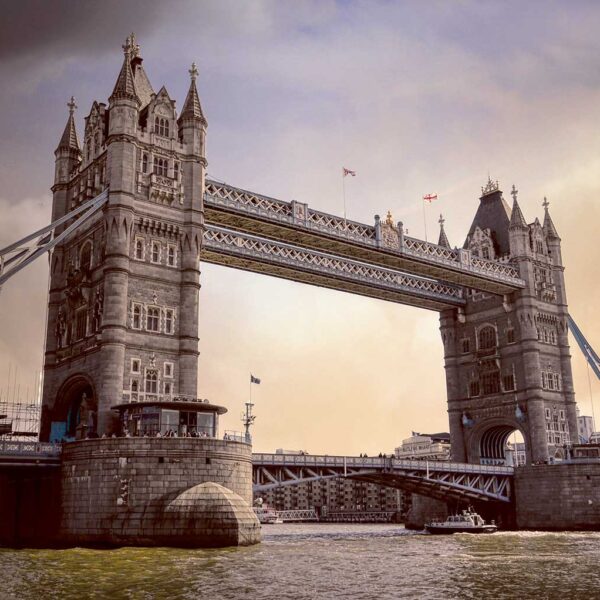 Elegant view of Tower Bridge, London, captured in a stunning LED Box Frame for modern home decor.
