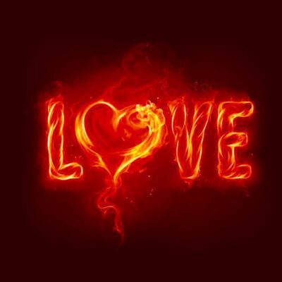 Fiery LOVE written in vibrant flames glowing in this LED Box Frame creating a passionate and dynamic addition to your decor