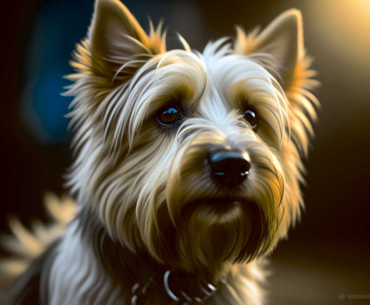Australian Silky Terrier dog portrait captured in stunning detail, highlighted with LED Box Frame lighting for a personalized home decor display.