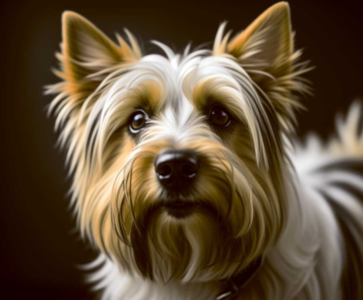 Australian Silky Terrier dog portrait illuminated in an LED Box Frame, bringing warmth and elegance to your home decor.