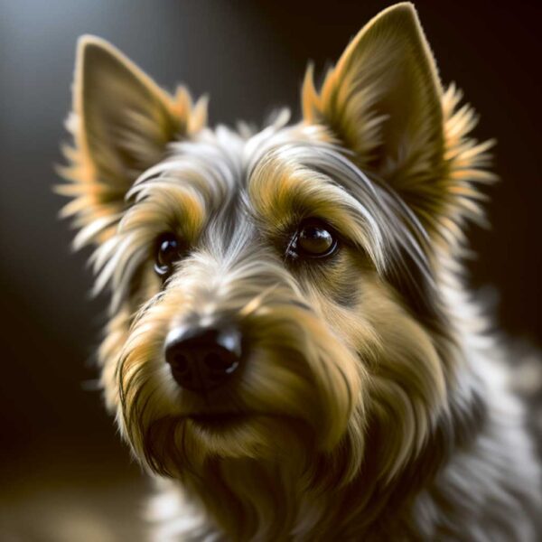Adorable Australian Terrier dog portrait in an LED Box Frame – a charming wildlife art display for your home decor.