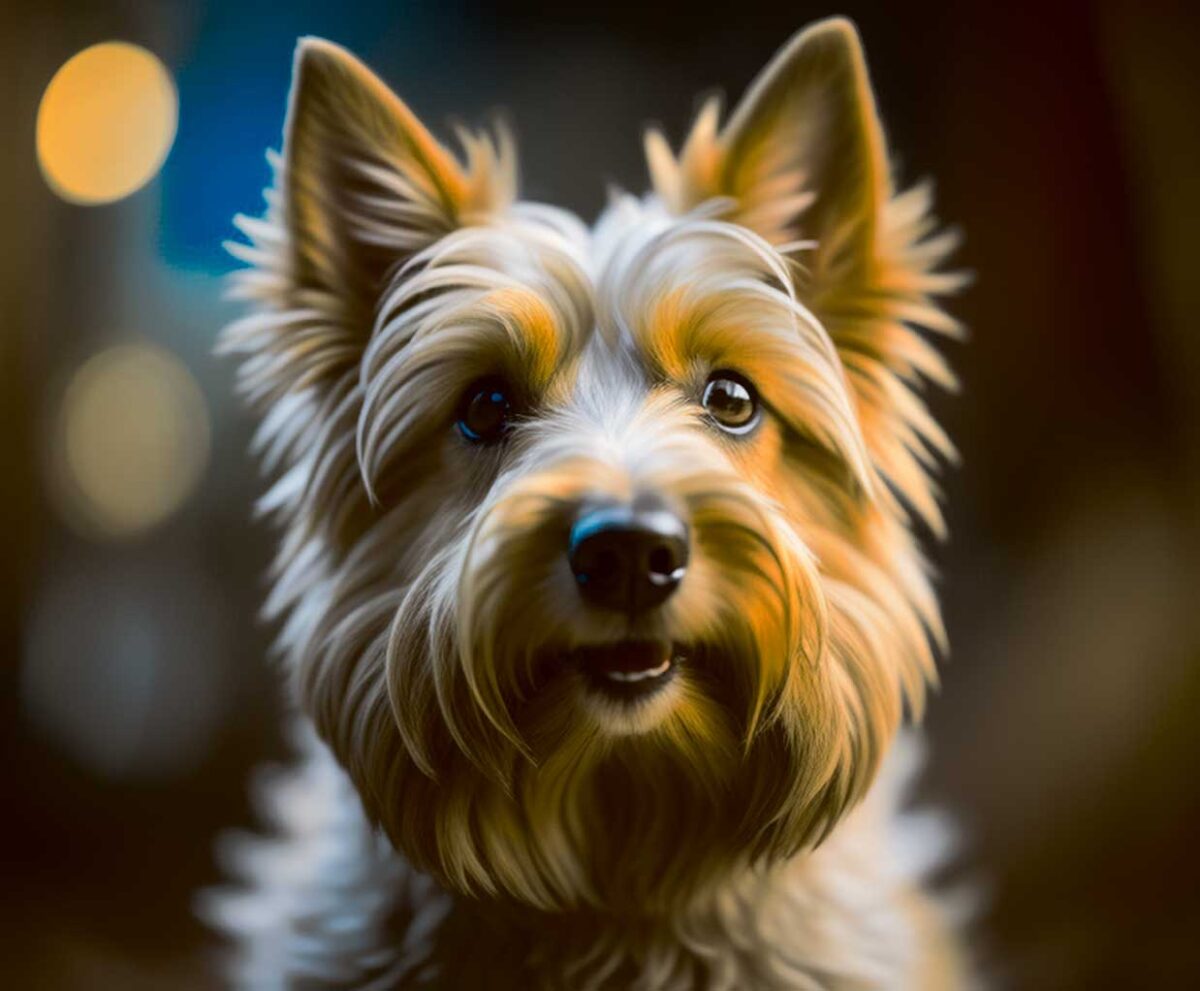 Charming portrait of an Australian Terrier dog, beautifully displayed in an LED Box Frame – a perfect addition to home decor.