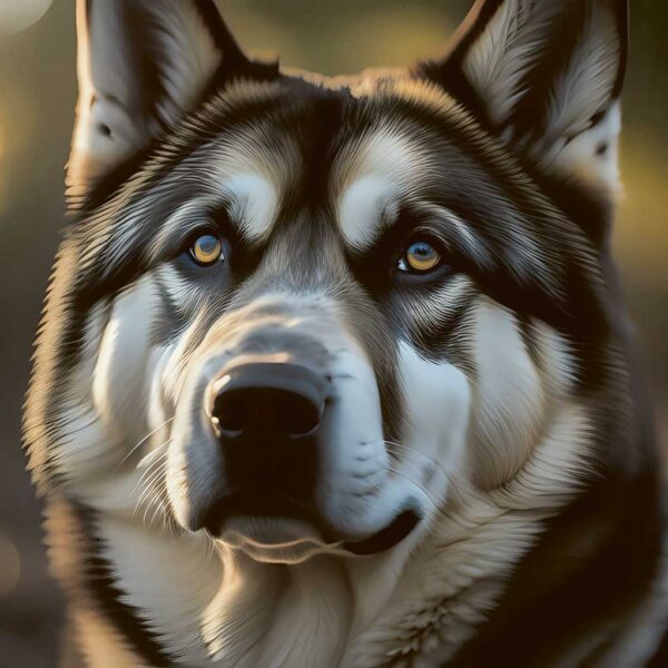 Close-up of a majestic husky dog captured in stunning wildlife art. Enhance your living space with LED Box Frames, offering eco-friendly, customizable home decor solutions.