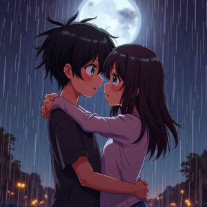 Anime love hug