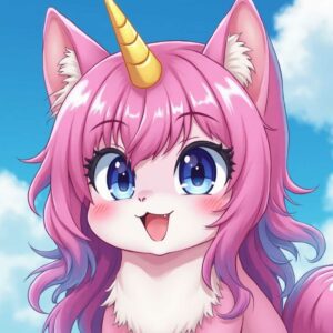 Anime cat unicorn