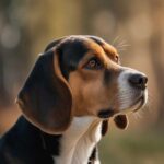 Close-up portrait of a Beagle dog with a blurred background, displayed in an eco-friendly LED Box Frame.