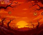 Halloween LED Box Frame 14 – Spooky Sunset Pumpkins