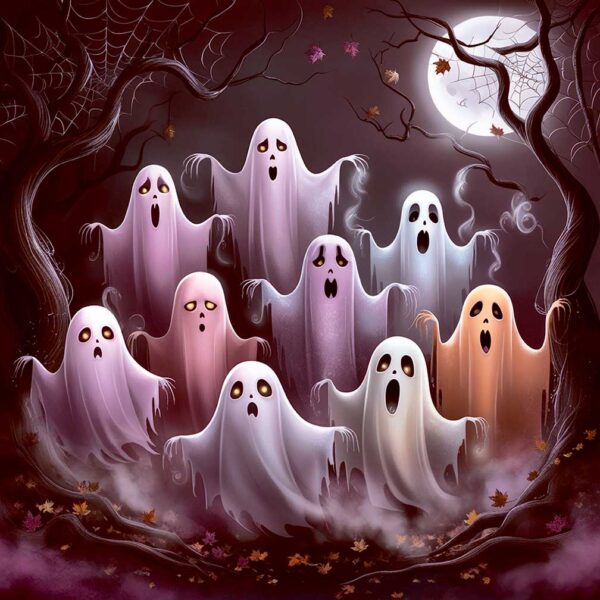 Halloween LED Box Frame 05 – Spooky Ghost Gathering