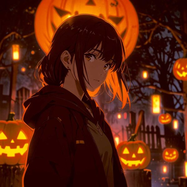 Halloween LED Box Frame 10 – Haunted Pumpkin Garden Girl