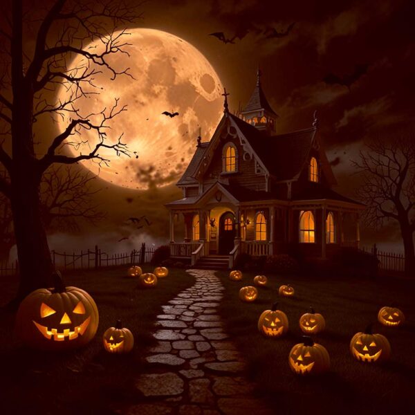 Halloween LED Box Frame 08 – Haunted House Under Blood Moon